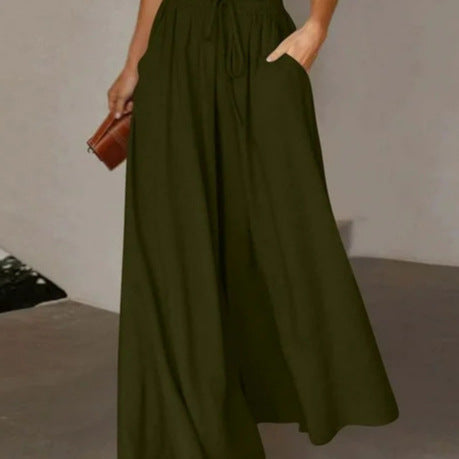 Pantalons Palazzo larges pour femmes avec taille élastique et poches latérales pratiques Chic & Stil