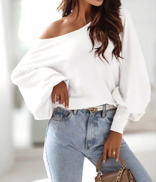 Pull oversized pour femmes avec une coupe asymétrique et un décolleté plongeant Chic und Stil