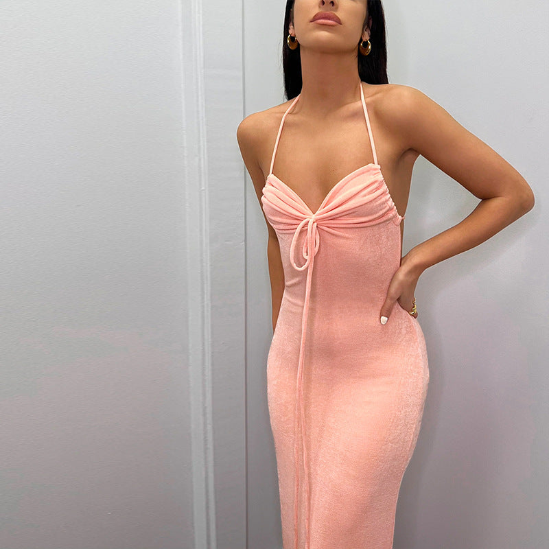 Robe maxi élégante pour femmes avec bretelles spaghetti réglables et cordon raffiné Chic und Stil