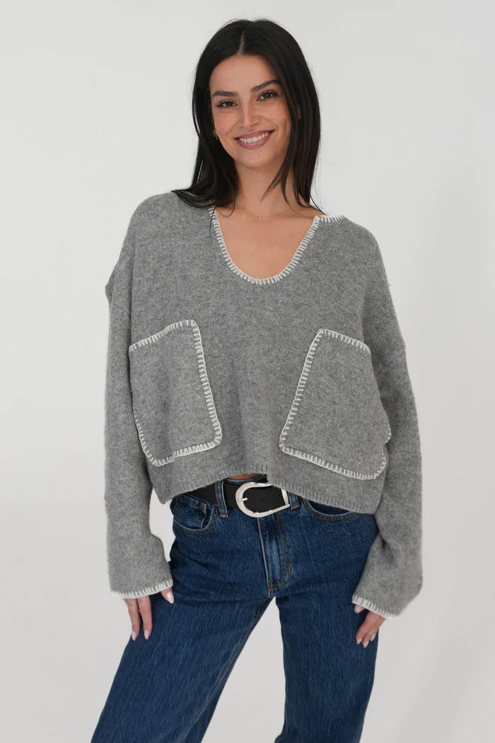 Pull décontracté pour femmes avec un design texturé et de grandes poches pratiques Chic und Stil