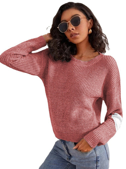 Ladies casual knit pullover with trendy mesh design Chic and Style