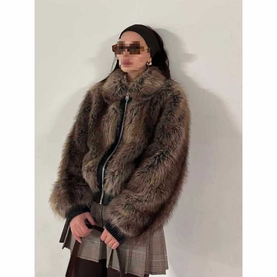 Dames fausse fourrure veste avec doublure intérieure de haute qualité et col à la mode Chic und Stil