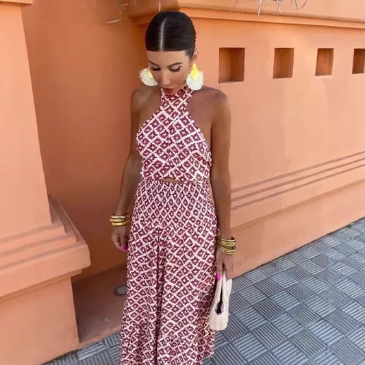 Robe maxi femme avec ourlet en dentelle élastique et mélange de motifs ludique Chic und Stil