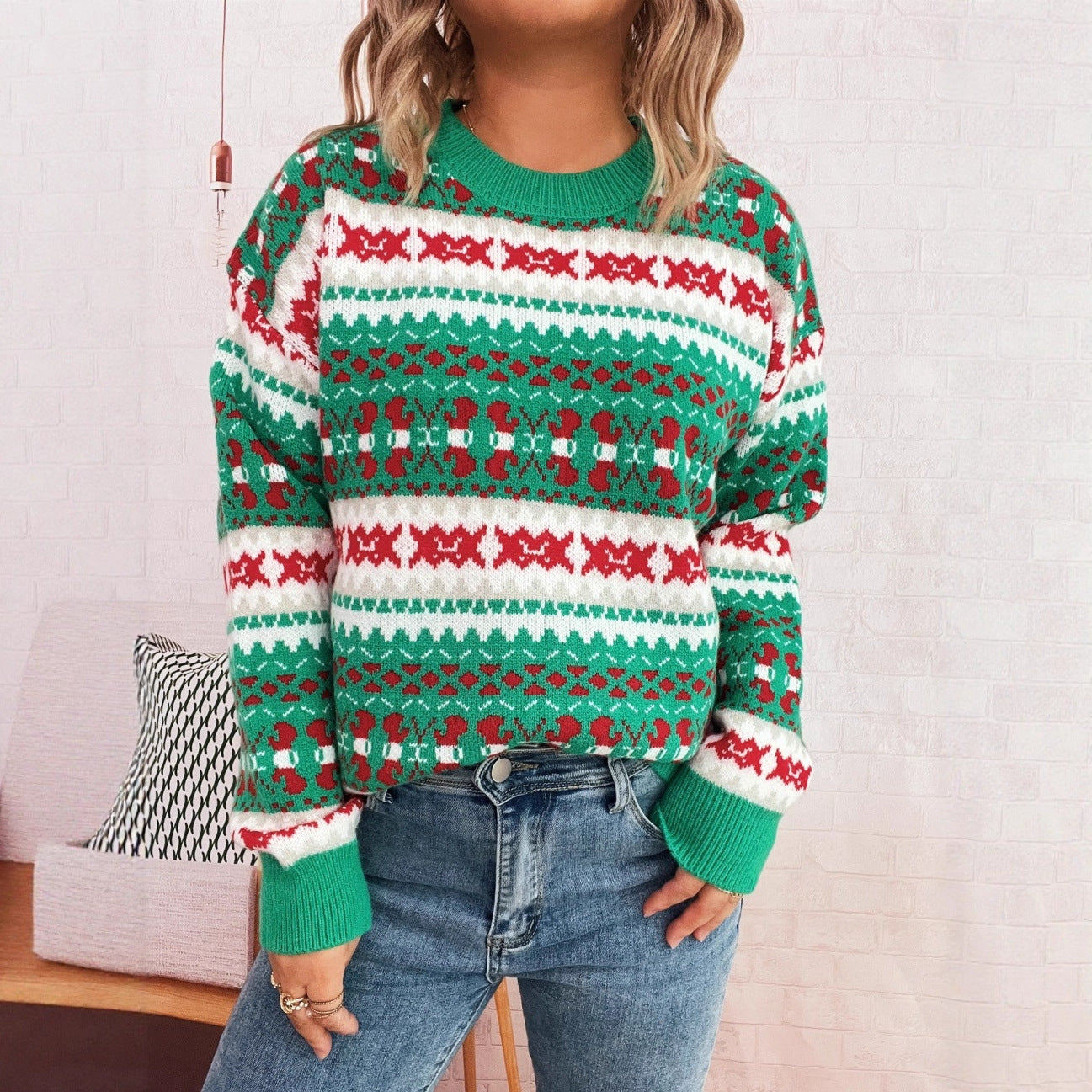 Pull en laine pour femmes avec motif festif et coupe décontractée Chic und Stil