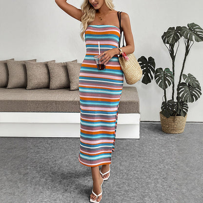Robe maxi femme avec fente latérale et bretelles ajustables Chic und Stil