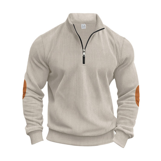 Pull élégant pour homme avec des patches aux coudes pratiques et une fermeture éclair moderne Chic und Stil