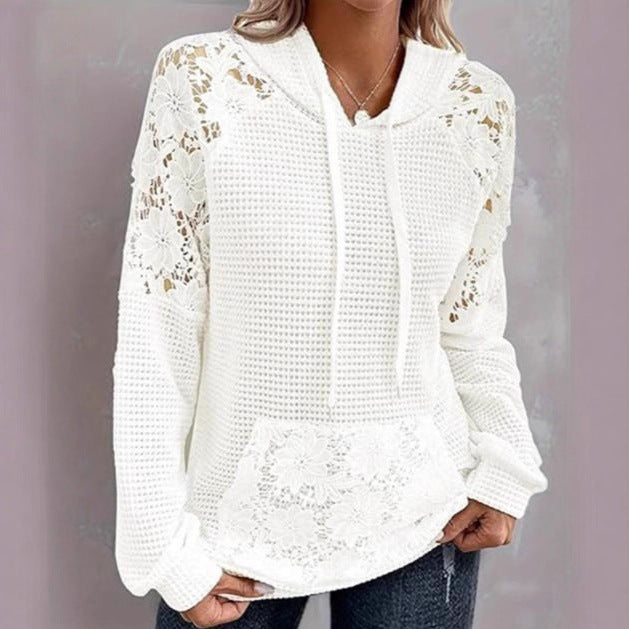 Pull surdimensionné pour femmes avec détails en dentelle et poche kangourou Chic und Stil