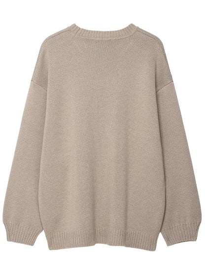 Pull en tricot décontracté pour femmes avec épaules tombantes et ourlet large Chic und Stil