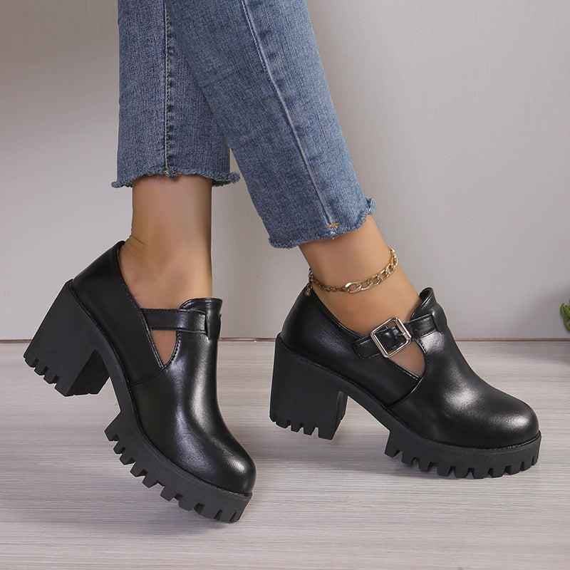 Dames Chunky Heels avec boucle tendance et semelle antidérapante Chic und Stil