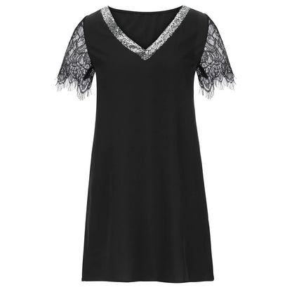Dames Élégante Robe à Manches en Dentelle Chic und Stil