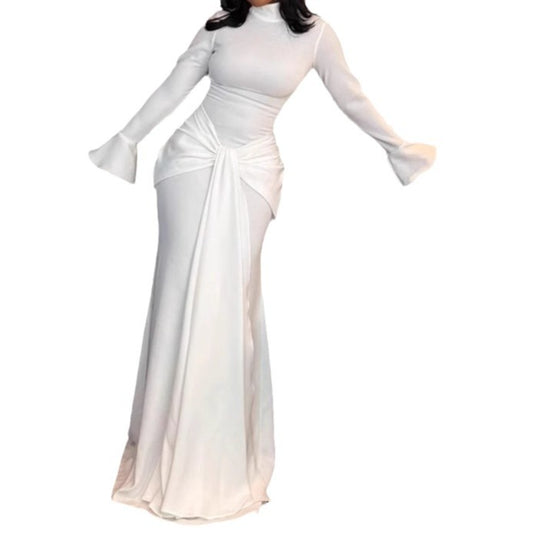 Dames Élégant Robe Maxi avec coupe moulante et détails volants Chic und Stil