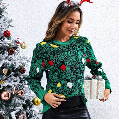Pull en tricot festif pour femmes avec motif de sapin de Noël coloré Chic und Stil
