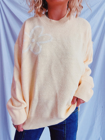 Pull en tricot pour femmes avec des accents floraux et une coupe décontractée Chic und Stil