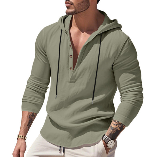 Hommes sweat à capuche décontracté avec col boutonné moderne Chic und Stil