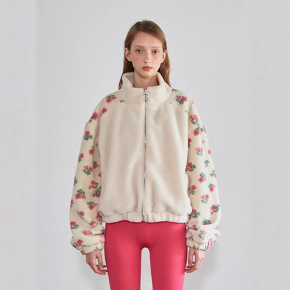 Dames pull en molleton douillet avec design floral Chic und Stil