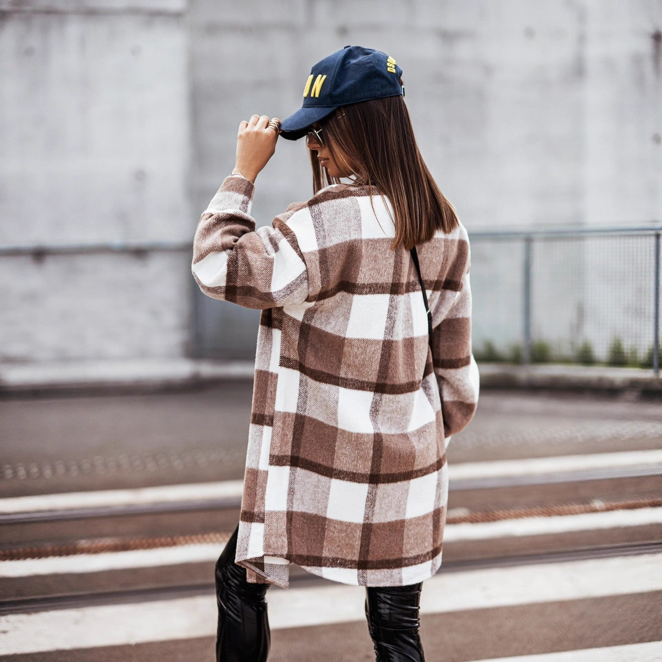 Dames Décontracté Chemise Overshirt Carreaux Chic und Stil