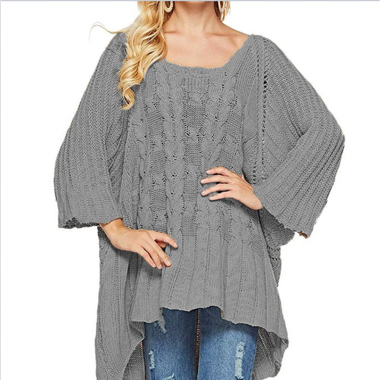 Dame poncho en tricot à coupe ample et motif structuré tendance Chic und Stil