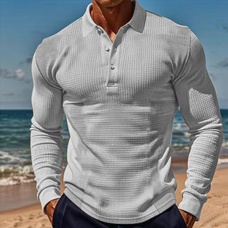 Chemise polo à manches longues pour hommes avec design structuré Chic und Stil