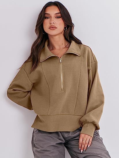 Pull en fleece sportif pour femmes avec fermeture éclair et coupe décontractée Chic und Stil