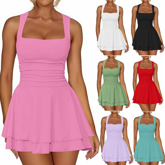 Robe skater dames avec fronces et larges bretelles Chic und Stil