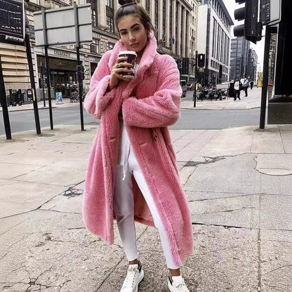 Long faux fur coat for women with a chic and stylish design