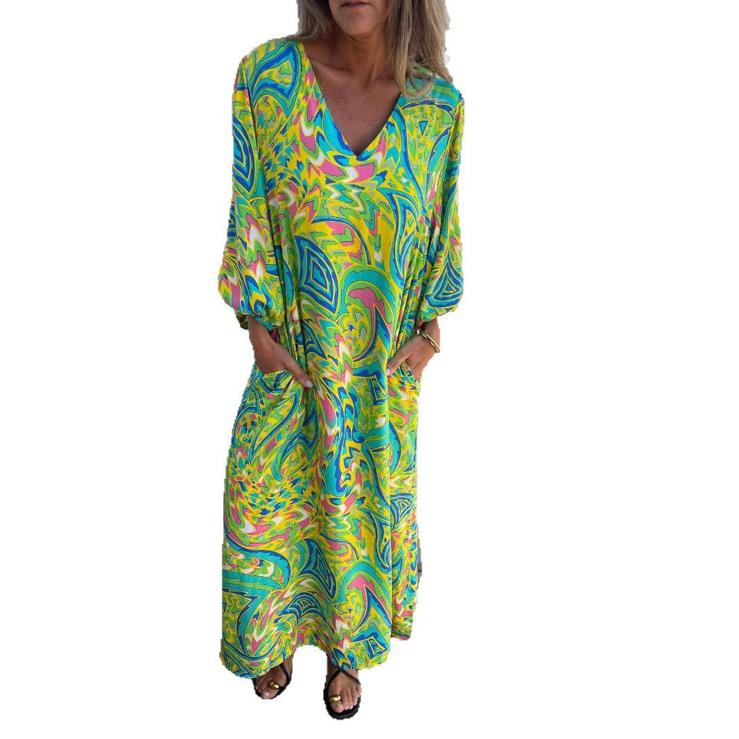 Robe Maxi Imprimée Vibrante Femme Chic und Stil
