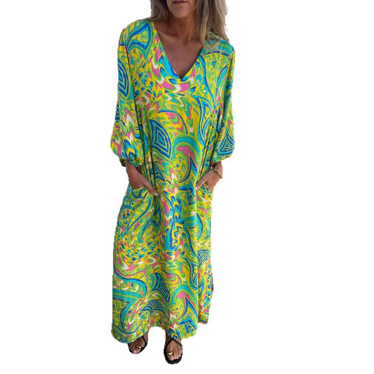 Robe Maxi Imprimée Vibrante Femme Chic und Stil