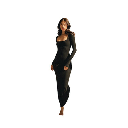 Robe longue à manches longues pour femmes ajustée Chic und Stil