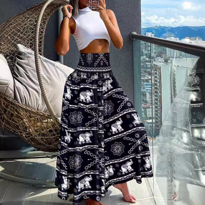 Dames imprimé tropical pantalons larges Chic und Stil