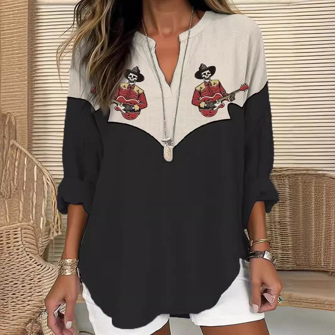 Blouse pour femmes avec des graphiques créatifs et un détail de bon goût Chic und Stil