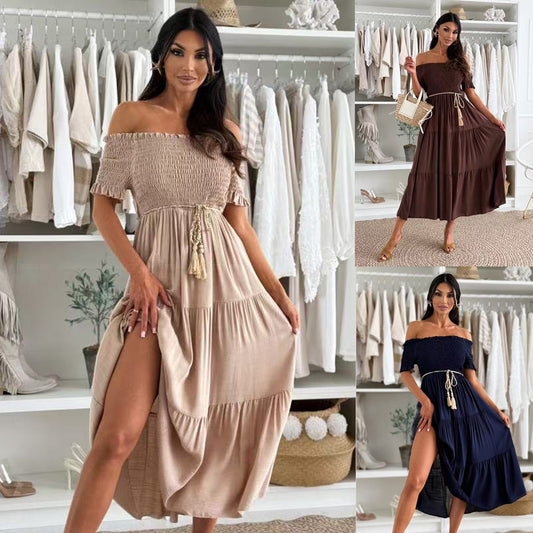 Robe maxi à volants dénudée des épaules Chic und Stil