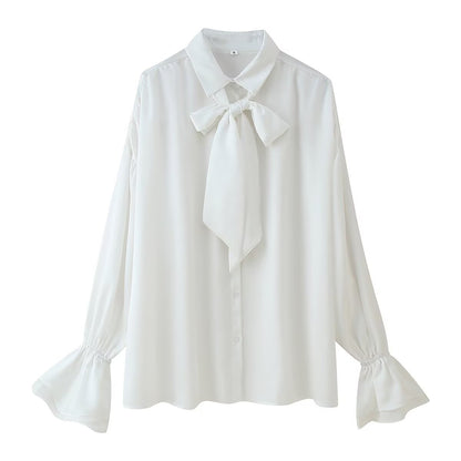 Dames Élégante blouse avec col en nœud et manches volantes Chic und Stil