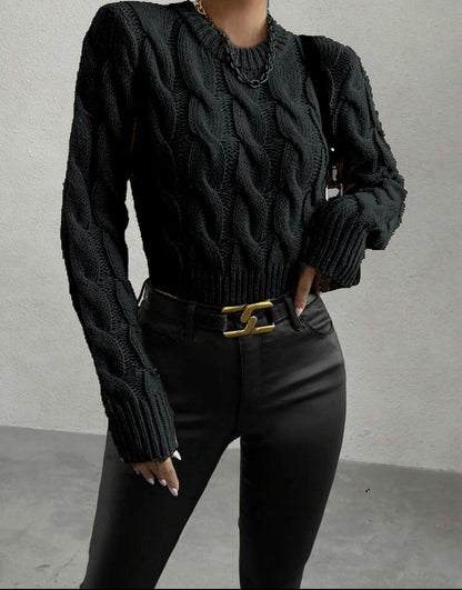 Femme Pull en grosse maille avec motif torsadé Chic und Stil