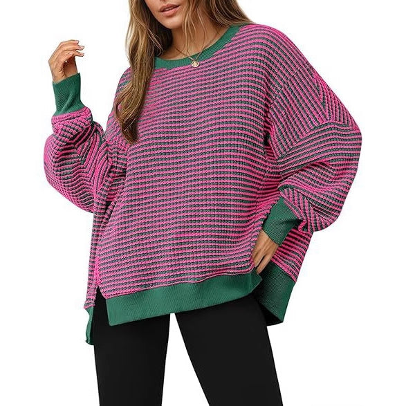 Pull oversized rayé décontracté pour dames Chic und Stil