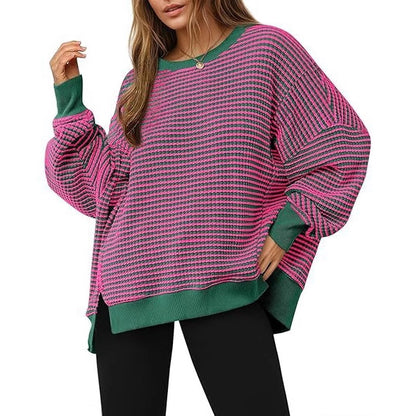 Pull oversized rayé décontracté pour dames Chic und Stil