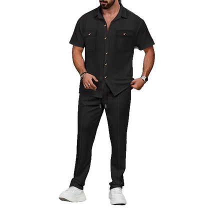 Costume de loisirs à la mode pour hommes avec motif à rayures et poches pratiques Chic und Stil