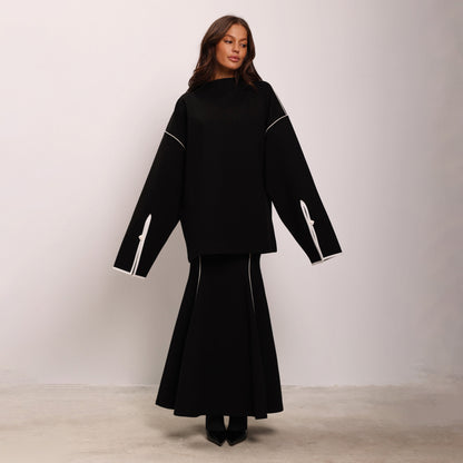 Dames Ensemble élégant composé d'un chemisier ample et d'une jupe évasée Chic und Stil