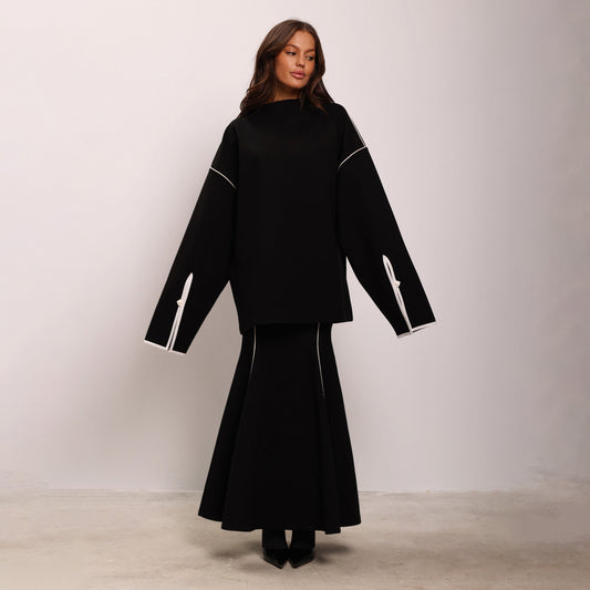 Dames Ensemble élégant composé d'un chemisier ample et d'une jupe évasée Chic und Stil