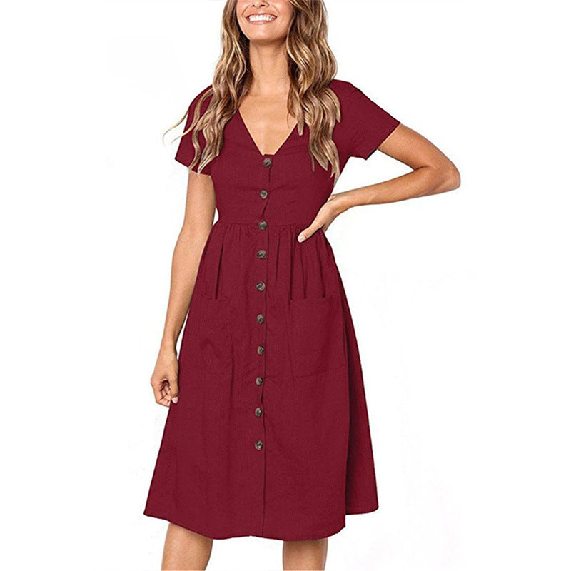 Robe A-ligne à boutons pour dames avec poches Chic und Stil
