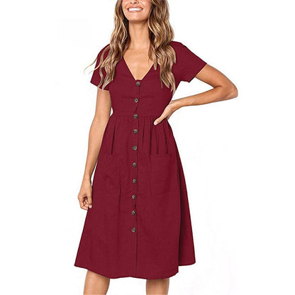 Robe A-ligne à boutons pour dames avec poches Chic und Stil