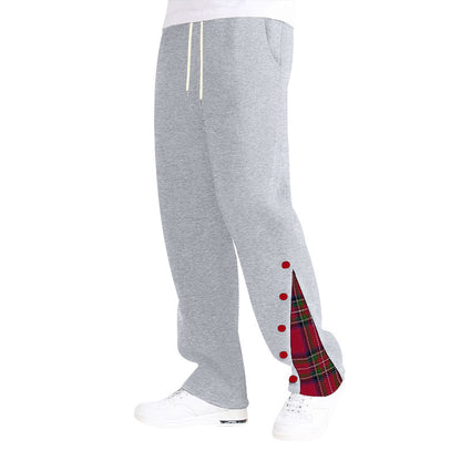 Casual sports pants for men with button details and tartan appliqués Chic und Stil