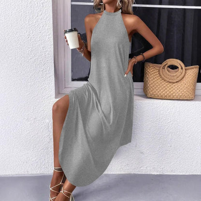 Robe maxi d'été décontractée pour femmes avec un élégant dos nu et des poches pratiques Chic und Stil