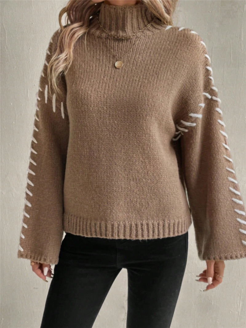 Pull en knit pour femmes avec des manches larges et un col montant Chic und Stil