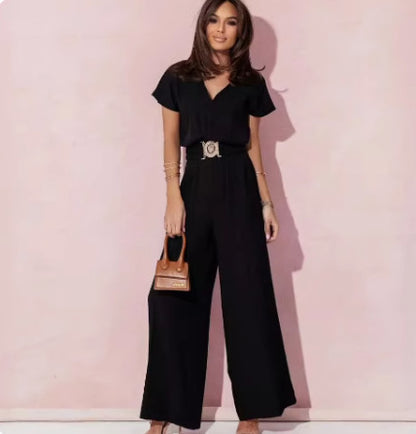 Dames élégant combi-pantalon avec détail ceinture Chic und Stil