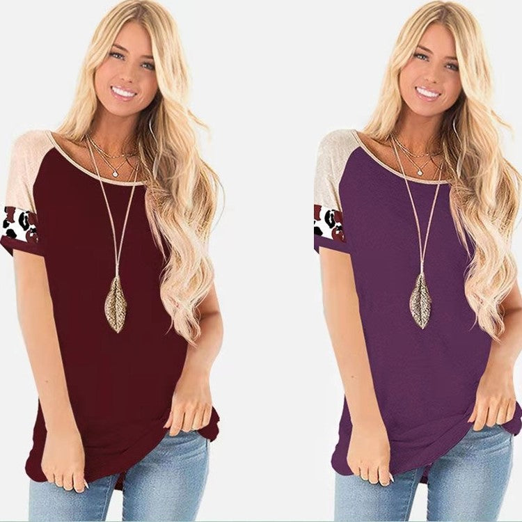 Dames haut à manches courtes à la mode avec design de manches colorées Chic und Stil