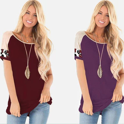 Dames haut à manches courtes à la mode avec design de manches colorées Chic und Stil