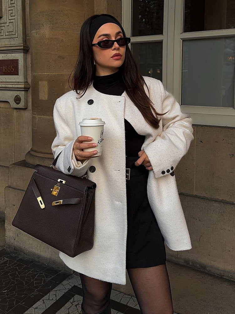 Dames élégante veste en laine surdimensionnée avec détails en boutons Chic und Stil