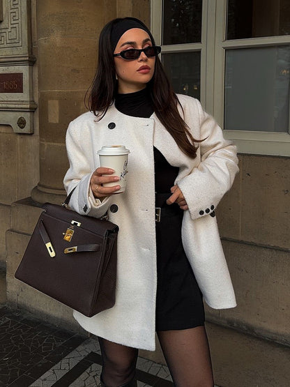 Dames élégante veste en laine surdimensionnée avec détails en boutons Chic und Stil