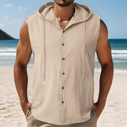 Chemise sans manches pour hommes avec capuche et fermeture à boutons Chic und Stil