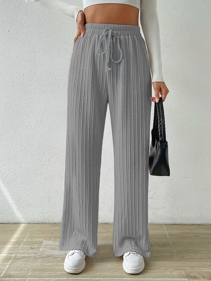 Wide palazzo pants for women with ribbed structure Chic and Style